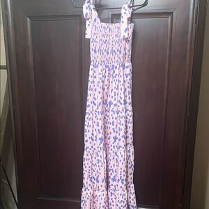 Pink and Purple Spotted Maxi Dress